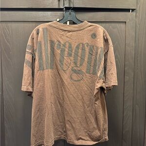 Men's Civil Regime Boxy Crop Fit Brown Washed T-Shirt Pump Cover